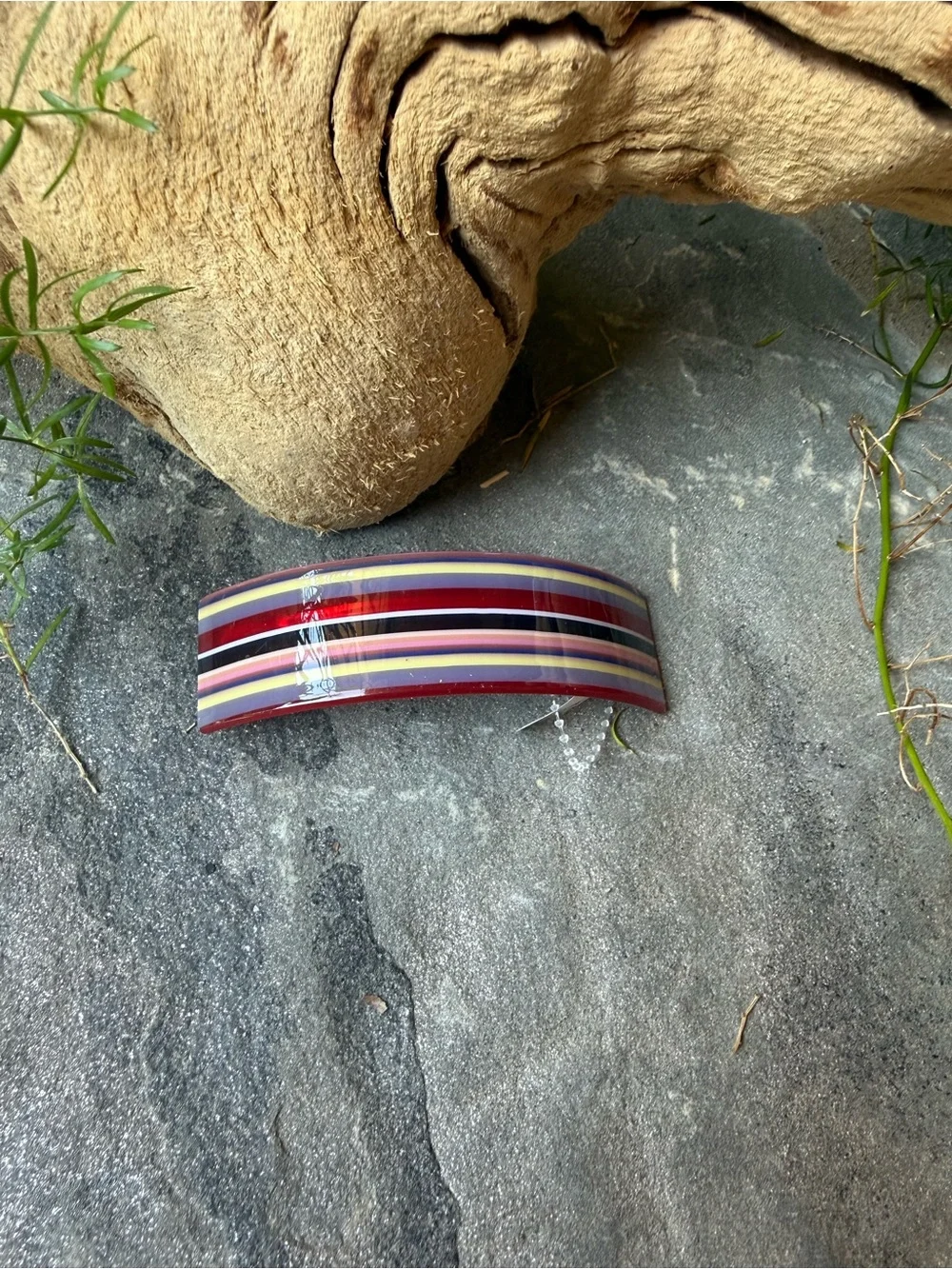 New🌟Anthropologie-Striped Red Resin Hair Barrette